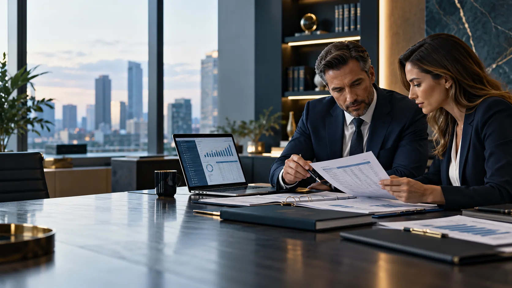 Illustrative law firm professionals reviewing verified payment records and administrative reports