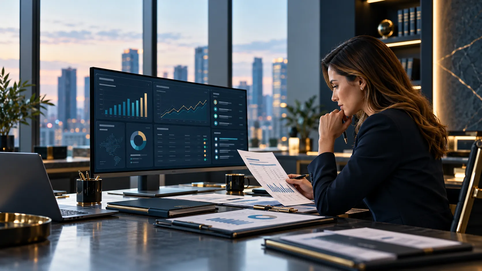 Illustrative compliance analyst reviewing payment data quality dashboard